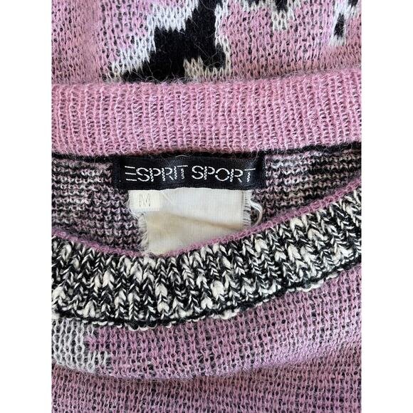 Vintage 80s 90s Retro Men's Esprit Sweater Funky Abstract Pink Knit, Medium - Picture 3 of 4